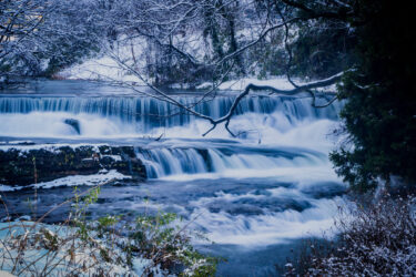 小矢部市宮島峡一の滝・二の滝の雪景色2021