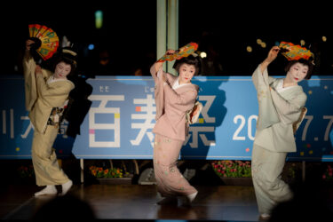 金沢市犀川大橋百寿祭(御陣乗太鼓、西芸妓の舞)（2024/7/7）